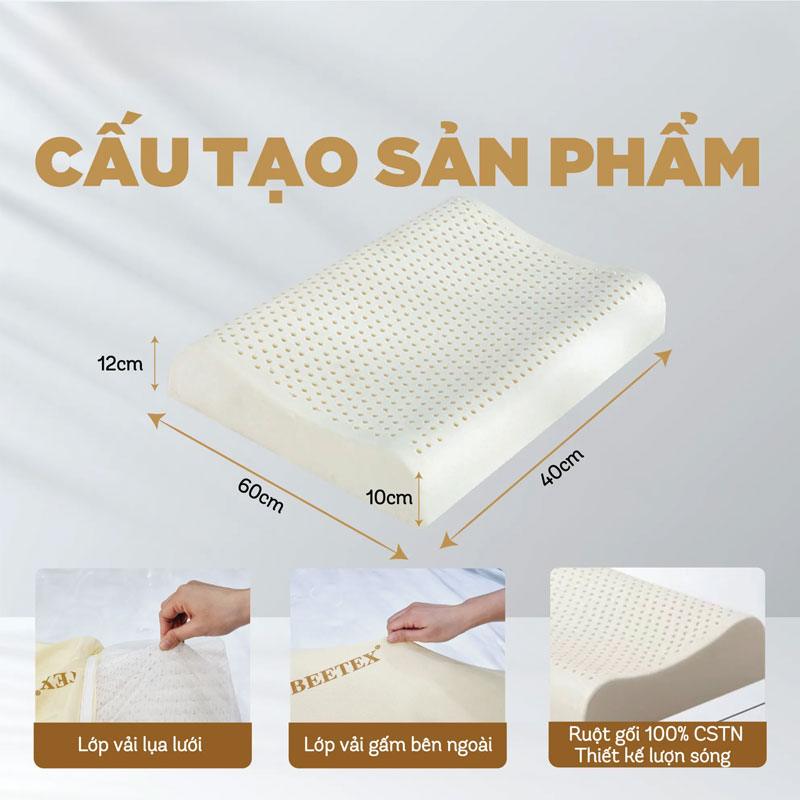 Cấu tạo của gối cao su thiên nhiên Beetex Lượn Sóng