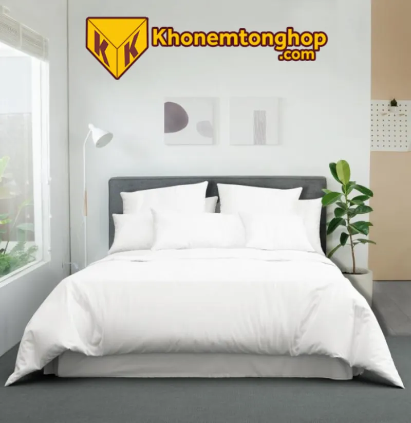 Ga giường màu trắng dễ dàng kết hợp với nhiều vật dụng nội thất