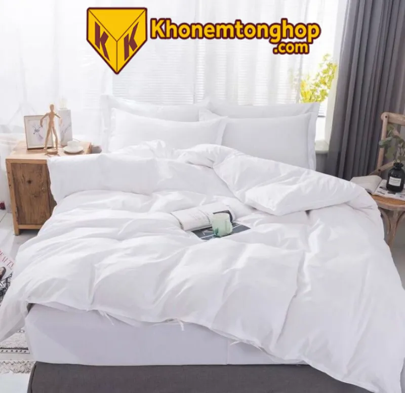 Ga giường màu trắng đẹp tạo không gian ngủ sạch sẽ, thoải mái