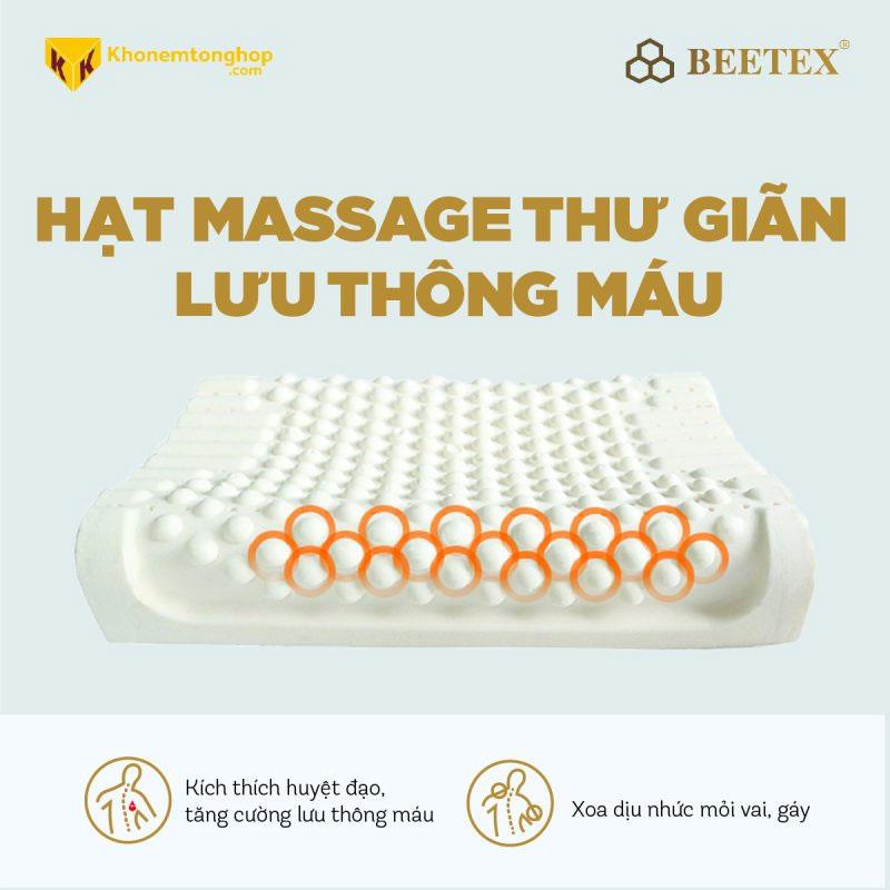 Gối cao su thiên nhiên Beetex Cool Massage Lượn Sóng 19 Gối cao su thiên nhiên Beetex Cool Massage Lượn Sóng với hàng nghìn hạt massage giúp lưu thông máu tốt hơn