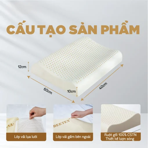 Gối cao su thiên nhiên Beetex Lượn Sóng 2
