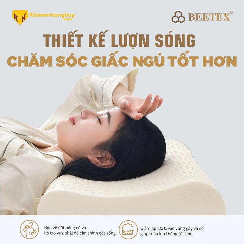 Gối cao su thiên nhiên Beetex Lượn Sóng hỗ trợ giấc ngủ tốt hơn