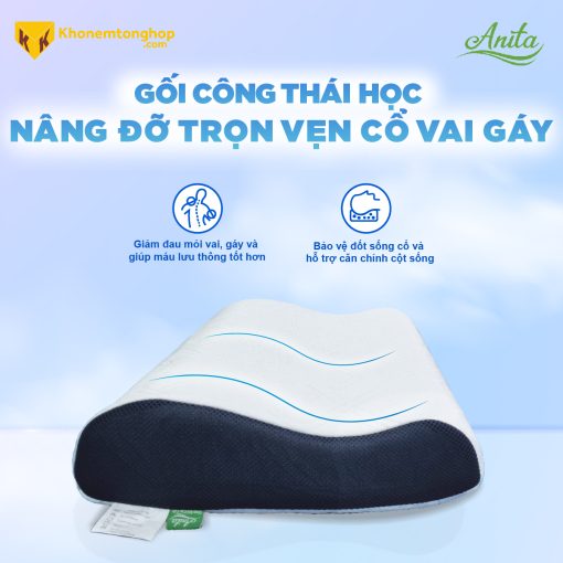 Gối Công Thái Học Anita Icool ôm trọn, nâng đỡ tối ưu