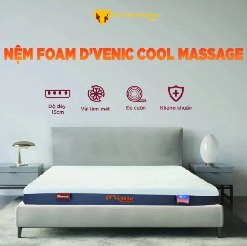 Nệm foam ép cuộn D’Venic Cool Massage