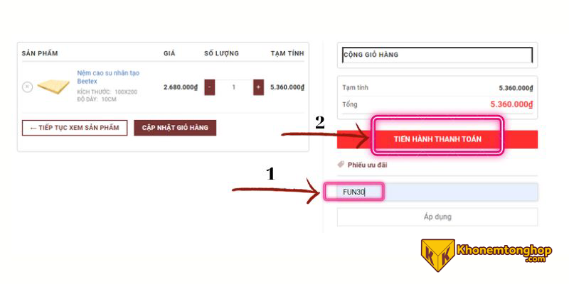 Hướng dẫn mua nệm trả góp online tại Kho Nệm Tổng Hợp