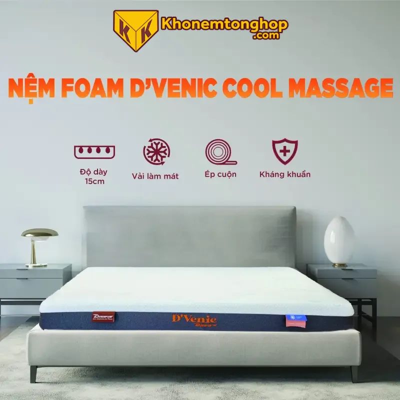 Nệm foam 1m6 x 1m8 kháng khuẩn và làm mát vượt trội