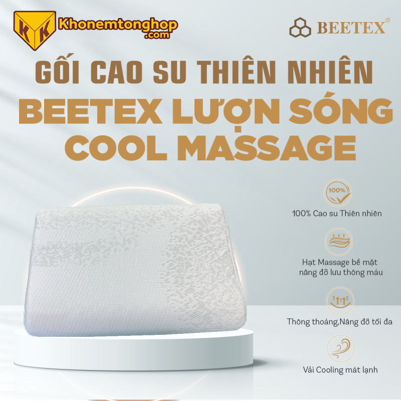 Gối ngủ chống đau cổ Beetex Cool massage lượn sóng