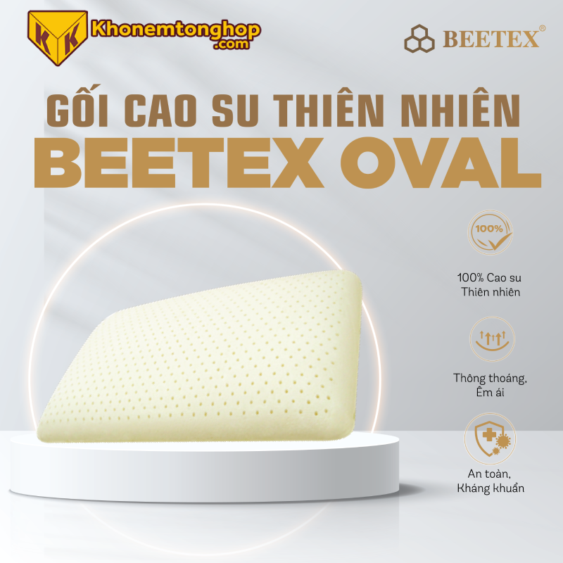 Gối ngủ chống đau cổ cao su thiên nhiên Beetex Oval