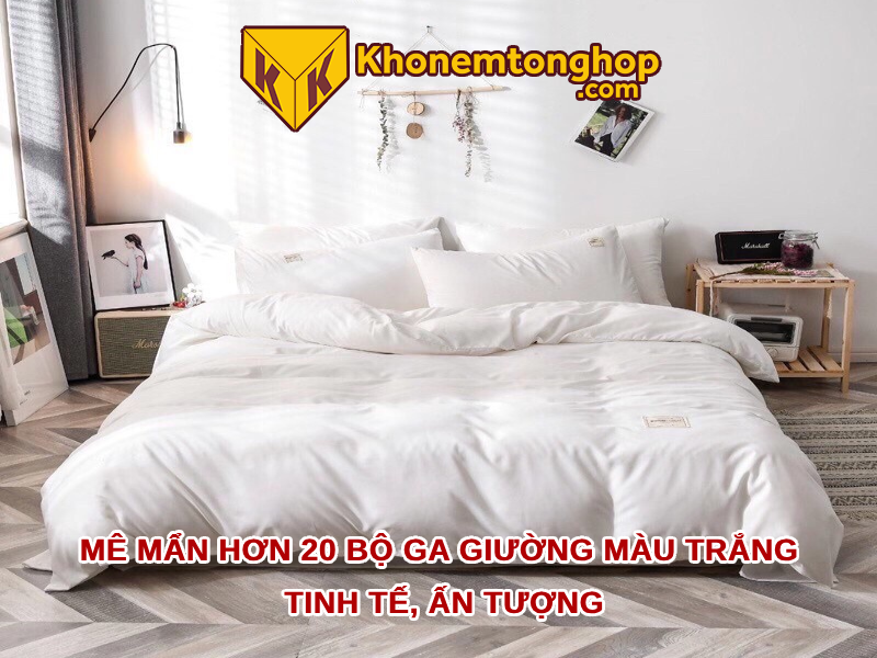 Mê mẩn hơn 20 bộ ga giường màu trắng tinh tế, ấn tượng