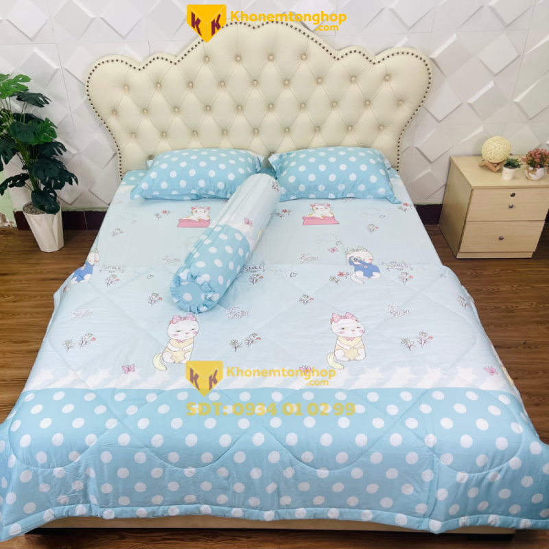 Combo drap giường 1m2 than hoạt tính cho trẻ em