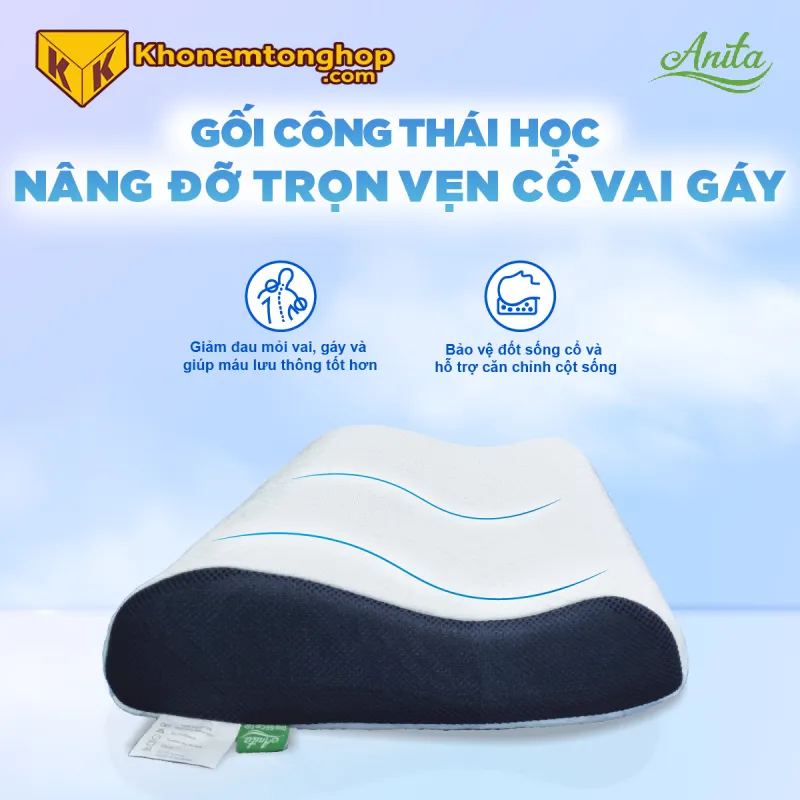 Gối Memory Foam hỗ trợ nâng đỡ vùng cổ và vai gáy