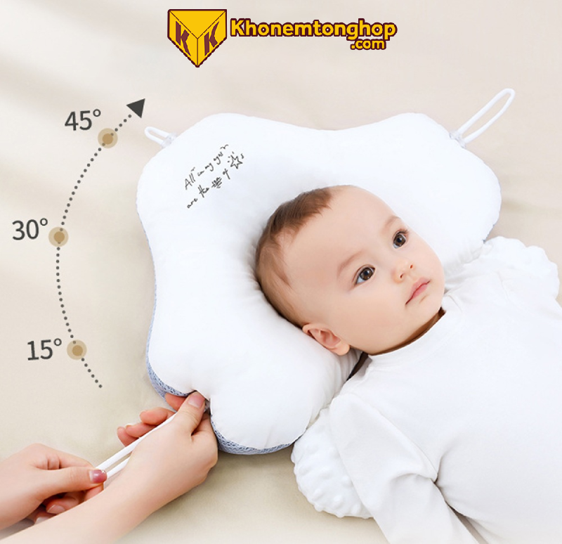 Gối em bé ngăn ngừa méo đầu, bẹp đầu