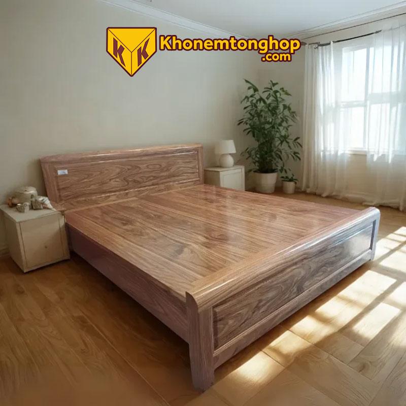 Giường gỗ Hương Xám thiết kế phủ dạt phản