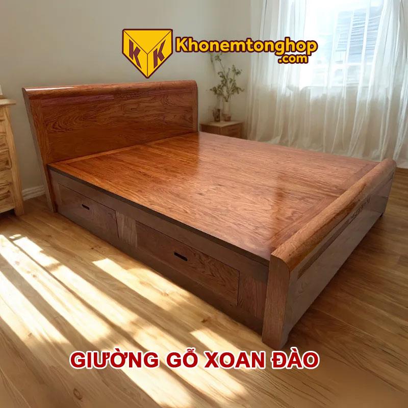 Giường Gỗ Xoan Đào Phủ Dạt Phản Ngăn Kéo 5 Giường ngủ gỗ Xoan Đào