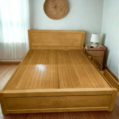 Giường Gỗ Sồi Phủ Dạt Phản Ngăn Kéo