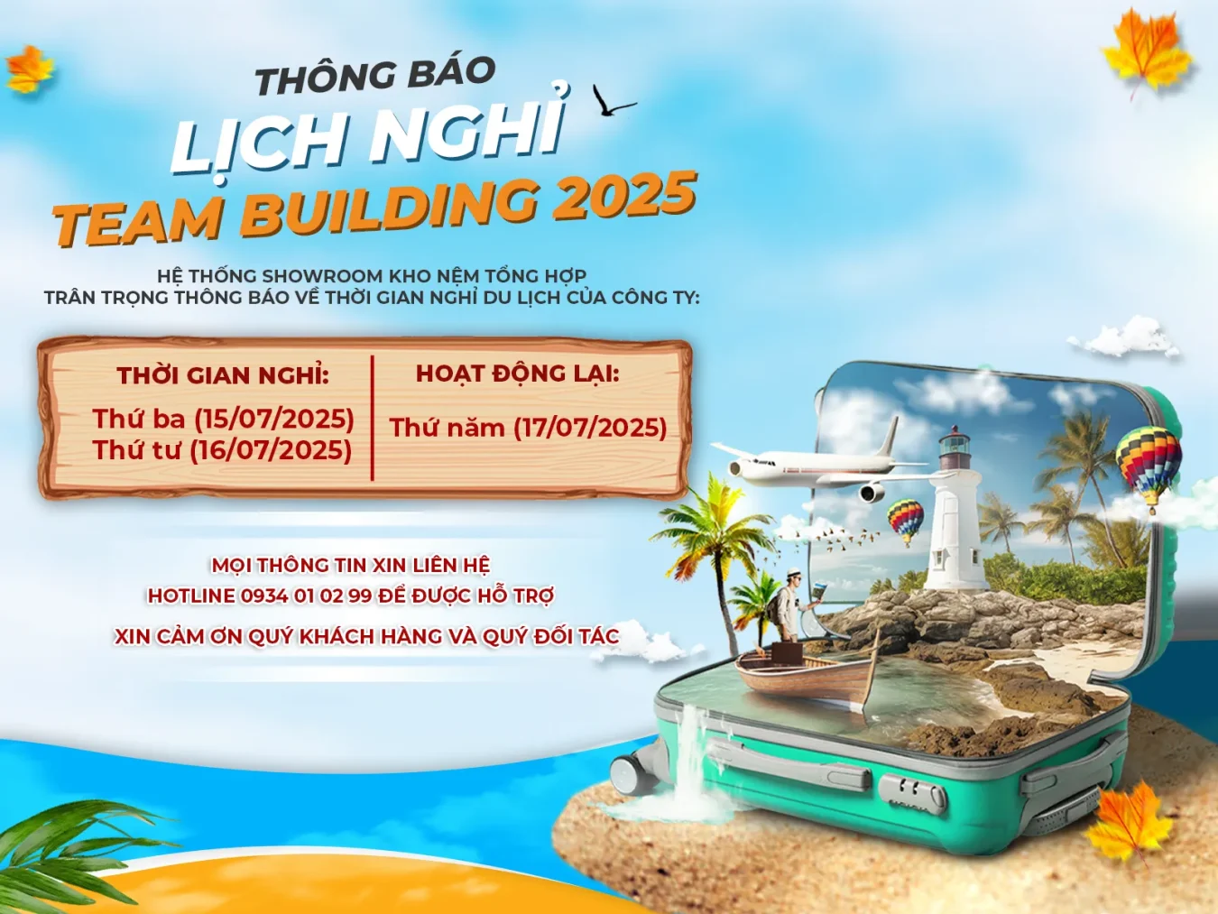 THÔNG BÁO LỊCH NGHỈ TEAM BUILDING 2025 28