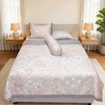 Drap Mền Tencel Luxury Anita Mã AL2427 màu hồng họa tiết hoa
