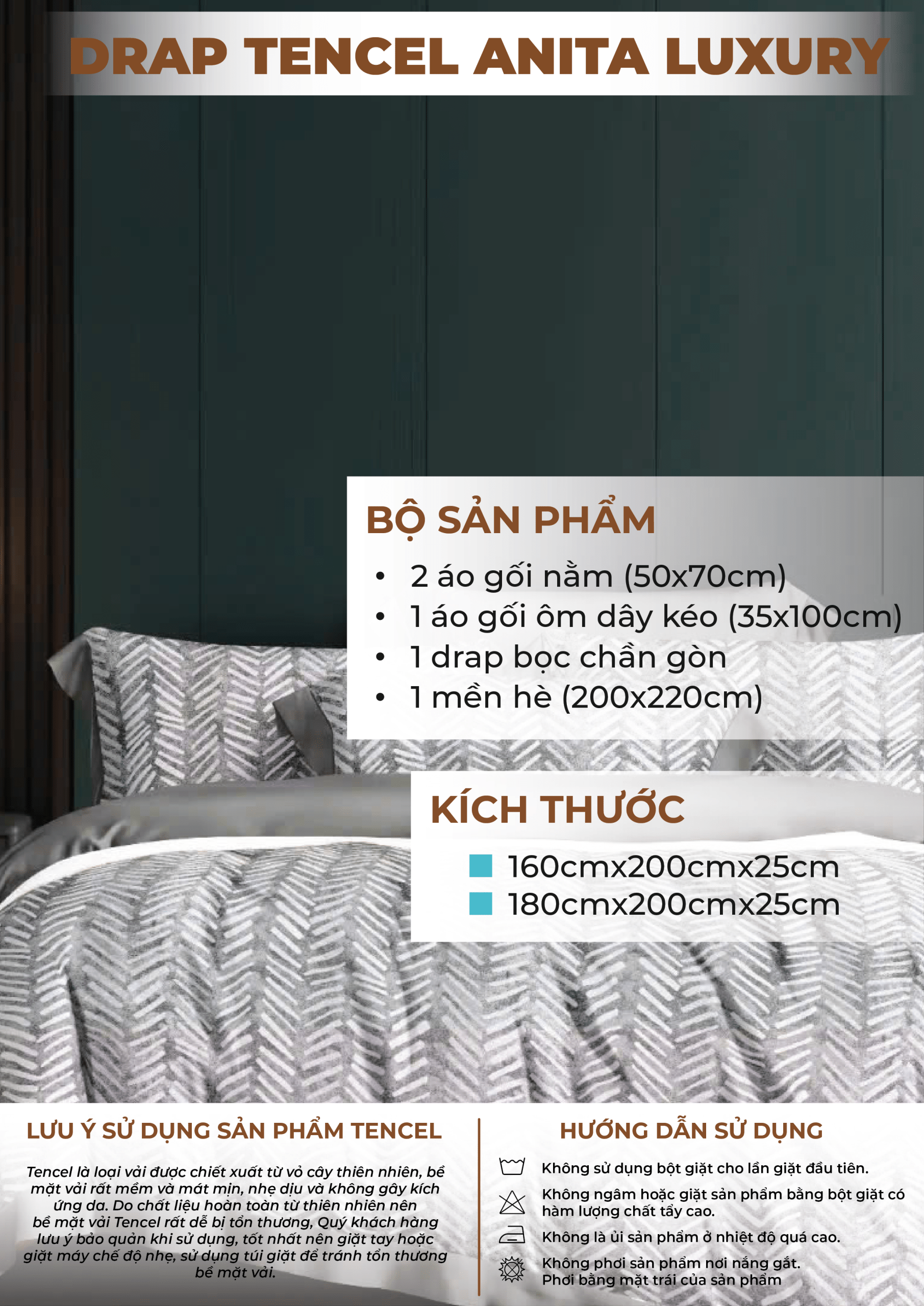 Drap Mền Tencel Luxury Annata – Mã AL2422 2 Hướng dẫn sử dụng và vệ sinh Drap Mền Tencel Luxury Anita Mã AL2423