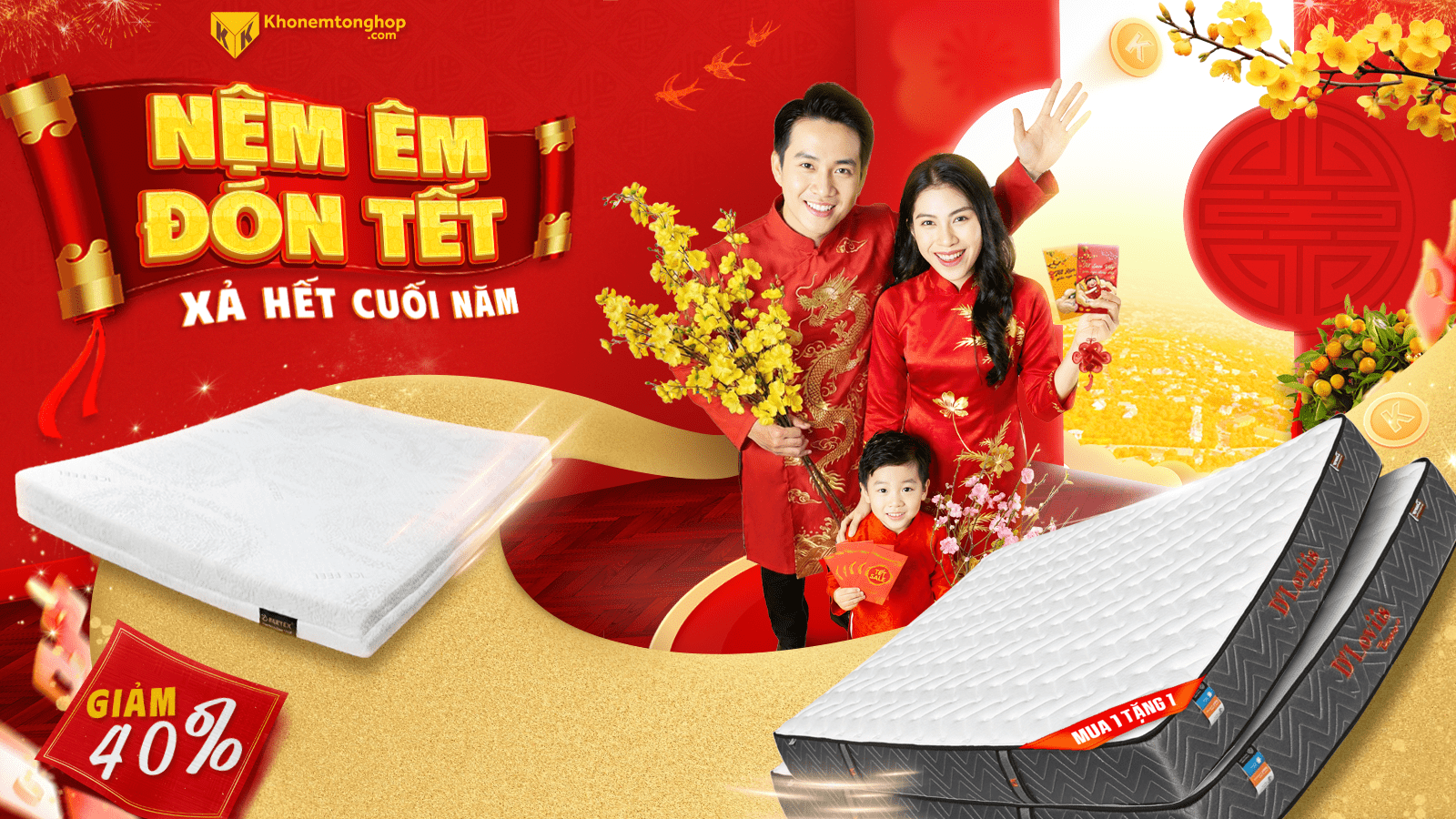 Khuyến mãi nệm tết 2026 – Nệm Êm Đón Tết, xả hết cuối năm