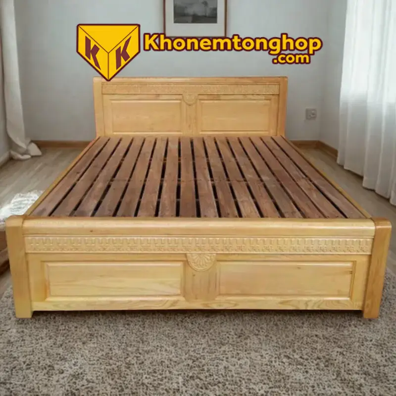 Mẫu giường gỗ 2mx2m2 phong cách hiện đại tối giản