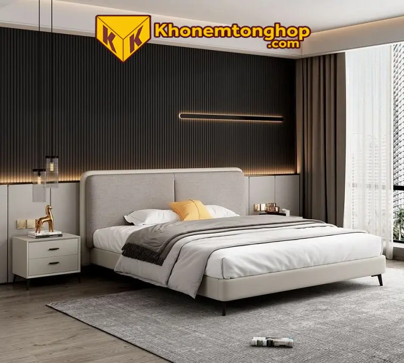 Mẫu giường ngủ bọc nệm sang trọng