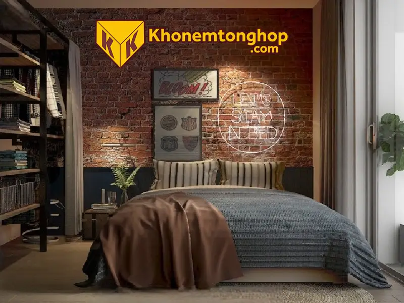 Top 15+ Ý Tưởng Thiết Kế Phòng Ngủ Industrial Đầy Cá Tính 5 Phòng ngủ Industrial độc đáo với kệ gỗ