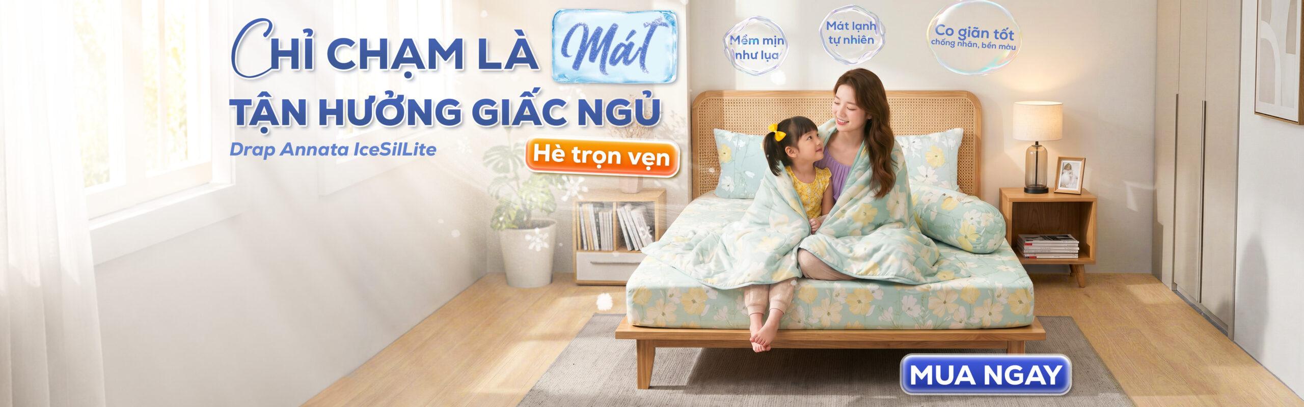 Drap Annata Icesillite mềm mịn như lụa, mát lạnh tự nhiên, bền màu, chống nhăn tốt