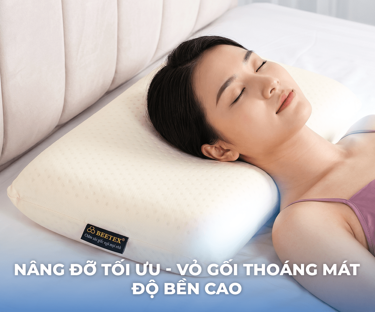 Top 4 mẫu gối ngủ bán chạy nhất tại Kho Nệm Tổng Hợp 5 Gối cao su thiên nhiên Beetex Oval thiết kế thoáng khí thông minh - nâng đỡ êm ái