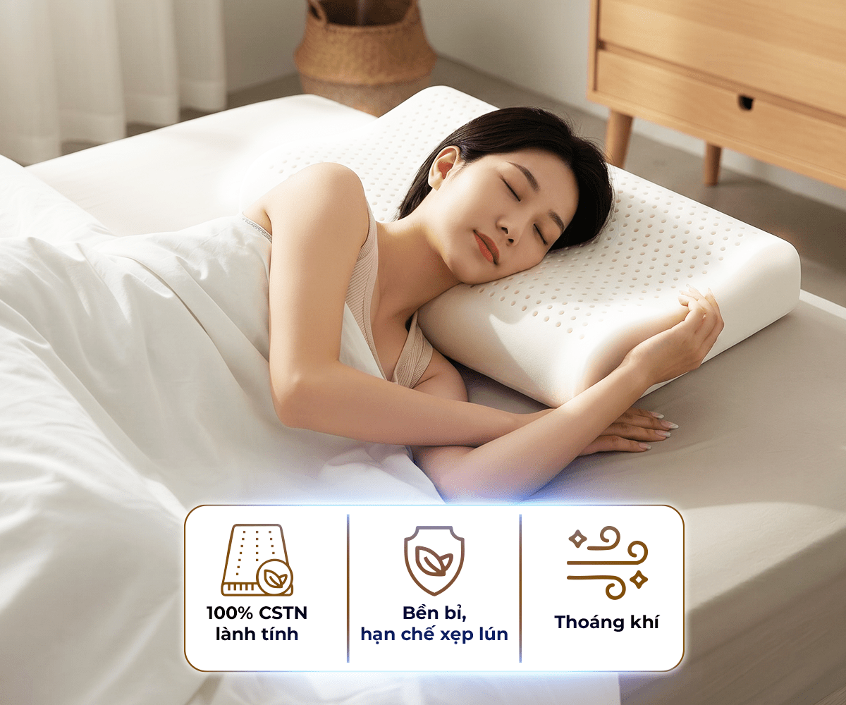 Top 4 mẫu gối ngủ bán chạy nhất tại Kho Nệm Tổng Hợp 4 Gối cao su thiên nhiên Beetex cool lượn sóng chất liệu cao su thiên nhiên lành tính - bền bỉ, hạn chế xẹp lún - thoáng khí