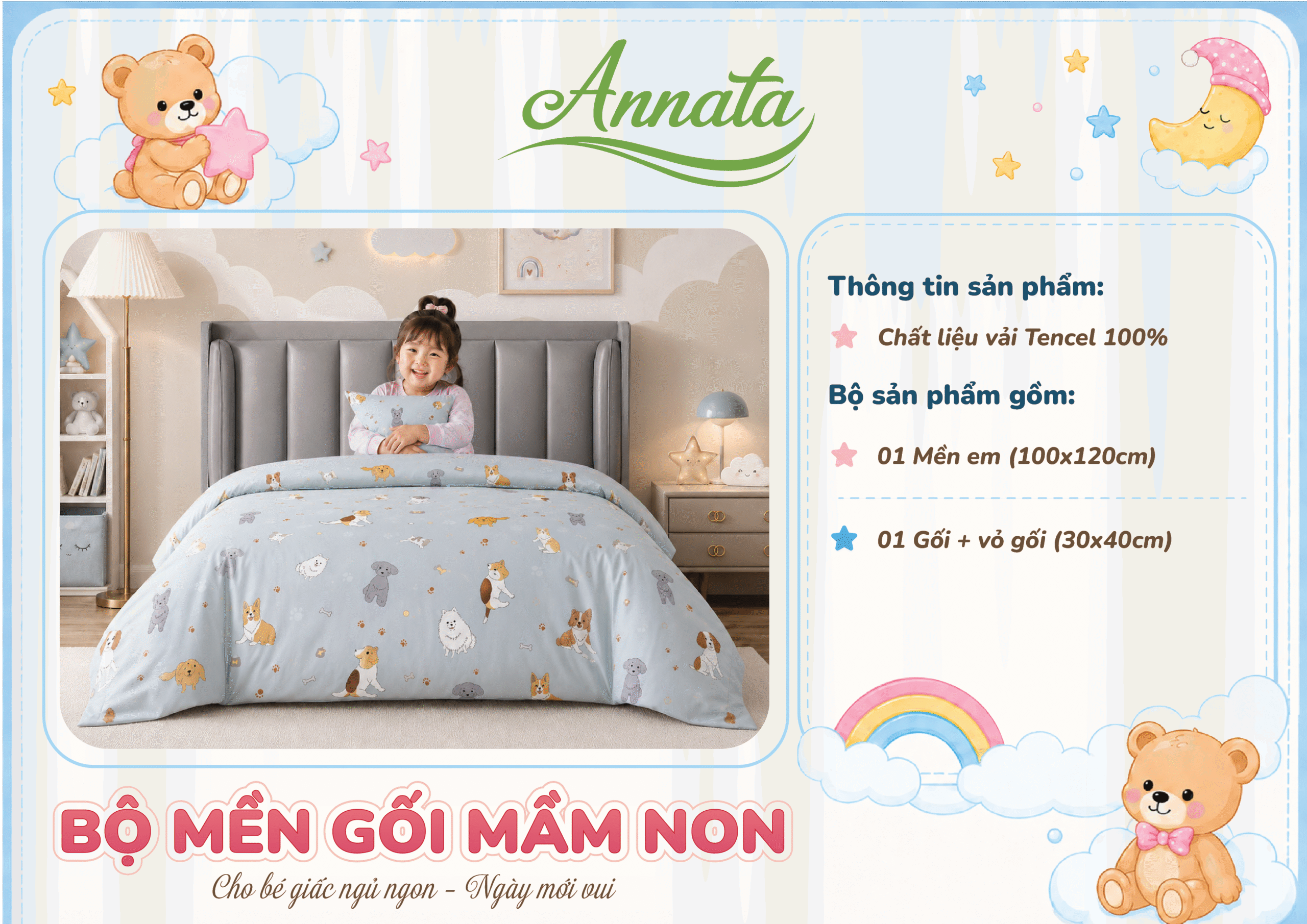 Bộ mền gối mầm non Annata 41 Bộ mền gối mầm non Annata 40