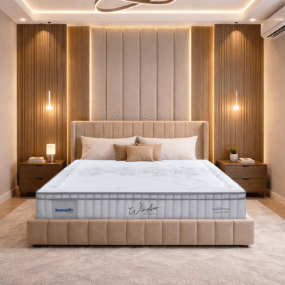 Nệm lò xo Dunlopillo CoolSilk ROYALE Windsor cao cấp với thiết kế sang trọng, hệ thống nâng đỡ đa tầng và công nghệ làm mát tiên tiến, mang đến trải nghiệm nghỉ ngơi chuẩn khách sạn 5 sao.