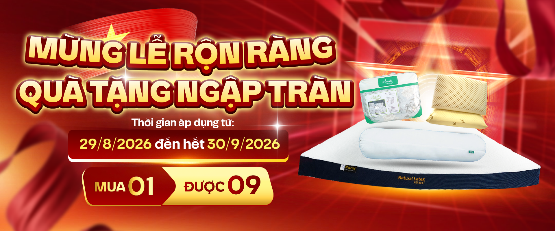 Khuyến mãi nệm 2/9 – Mừng lễ rộn ràng, quà tặng ngập tràn tại Kho Nệm Tổng Hợp