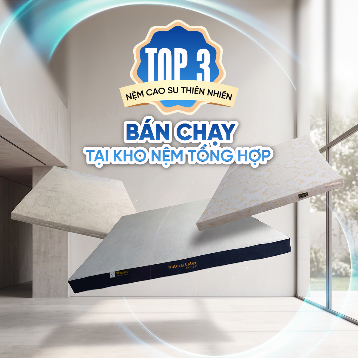 Top 3 nệm cao su thiên nhiên bán chạy được nhiều khách hàng quan tâm tại Kho Nệm Tổng Hợp.