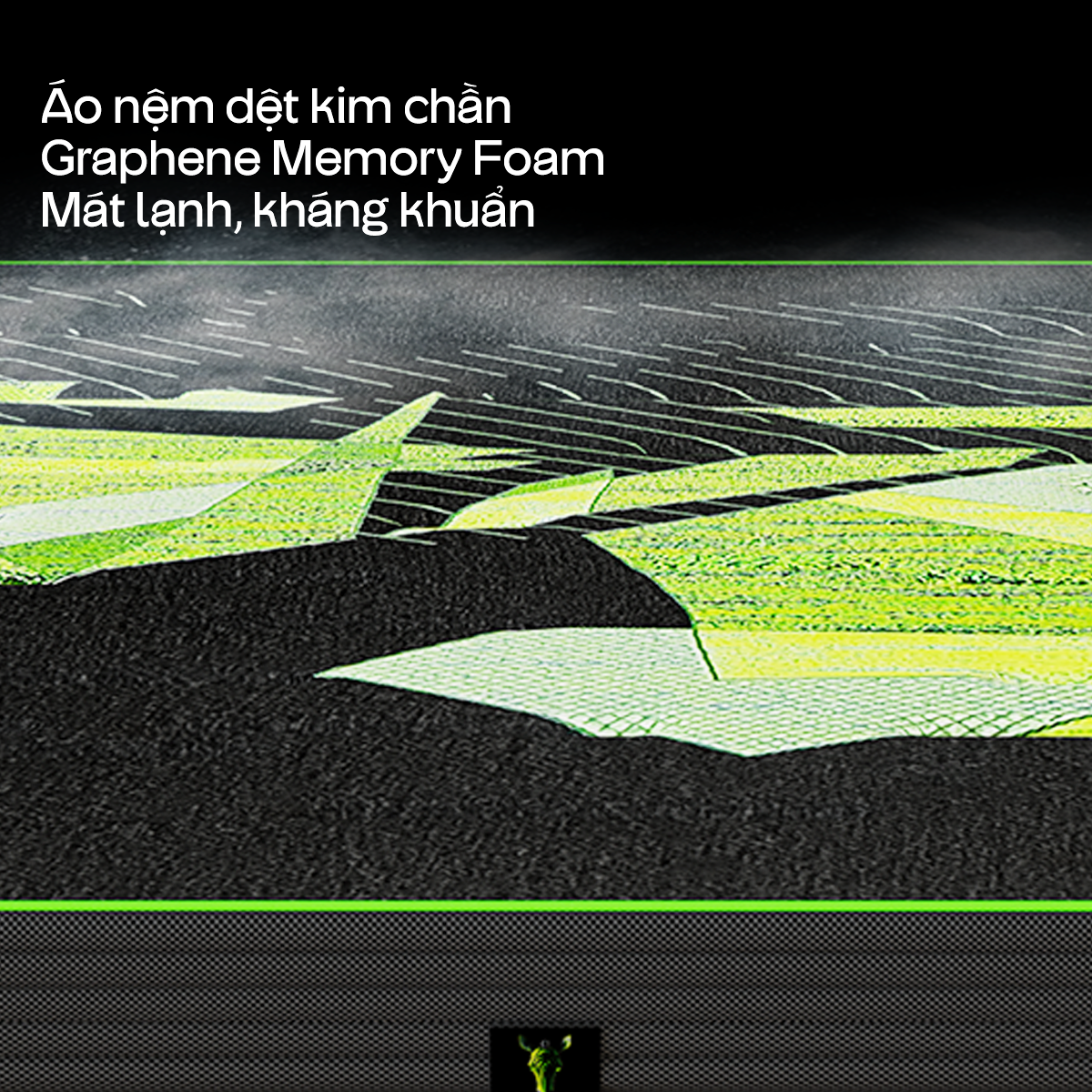 Nệm Hybrid Power X Fusion 16 Áo nệm dệt kim chần Graphene Memory Foam, tạo bề mặt mềm mại và tăng sự thoải mái khi tiếp xúc.