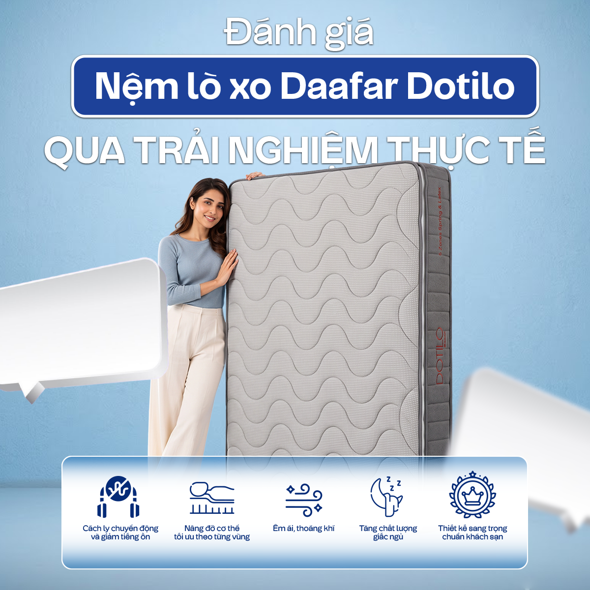 Đánh giá nệm lò xo Daafar Dotilo qua trải nghiệm thực tế của khách hàng.