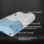 Gối Power X Ergo Ruột Memory Foam 40D có khả năng ôm theo đường cong đầu và cổ, tạo cảm giác nâng đỡ vừa vặn.