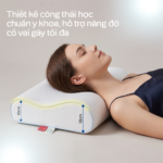 Thiết kế công thái học của gối Power X Ergo hỗ trợ nâng đỡ vùng đầu và cổ khi nằm.